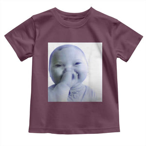 Funny Tuff Baby Giggling Meme Toddler T Shirt Viral AI Niche Baby Holding Laugh Photo TS02 Maroon Print Your Wear