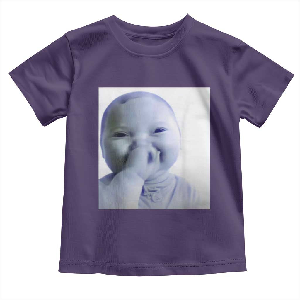 Funny Tuff Baby Giggling Meme Toddler T Shirt Viral AI Niche Baby Holding Laugh Photo TS02 Purple Print Your Wear