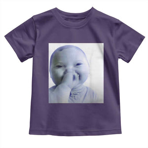 Funny Tuff Baby Giggling Meme Toddler T Shirt Viral AI Niche Baby Holding Laugh Photo TS02 Purple Print Your Wear