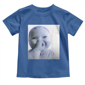 Funny Tuff Baby Giggling Meme Toddler T Shirt Viral AI Niche Baby Holding Laugh Photo TS02 Royal Blue Print Your Wear