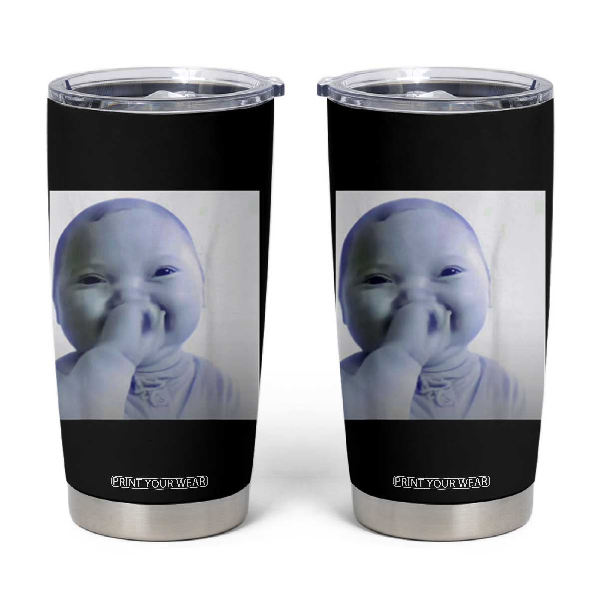 Funny Tuff Baby Giggling Meme Tumbler Cup Viral AI Niche Baby Holding Laugh Photo TS02 Black Print Your Wear
