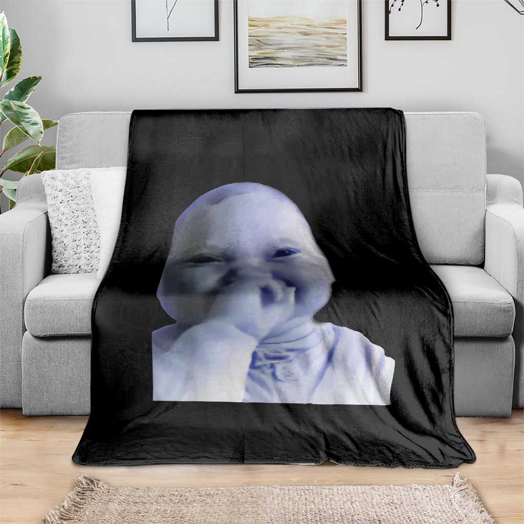Funny Tuff Baby Giggling Meme Throw Blanket Viral AI Niche Baby Holding Laugh Face TS02 Print Your Wear