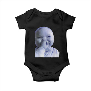 Funny Tuff Baby Giggling Meme Baby Onesie Viral AI Niche Baby Holding Laugh Face TS02 Black Print Your Wear