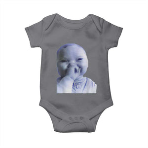 Funny Tuff Baby Giggling Meme Baby Onesie Viral AI Niche Baby Holding Laugh Face TS02 Charcoal Print Your Wear