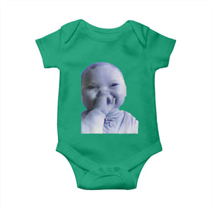 Funny Tuff Baby Giggling Meme Baby Onesie Viral AI Niche Baby Holding Laugh Face TS02 Irish Green Print Your Wear