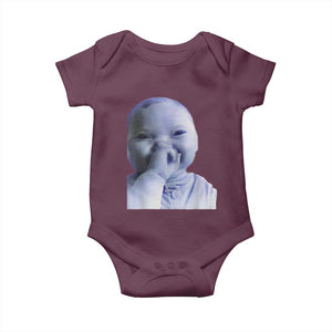 Funny Tuff Baby Giggling Meme Baby Onesie Viral AI Niche Baby Holding Laugh Face TS02 Maroon Print Your Wear