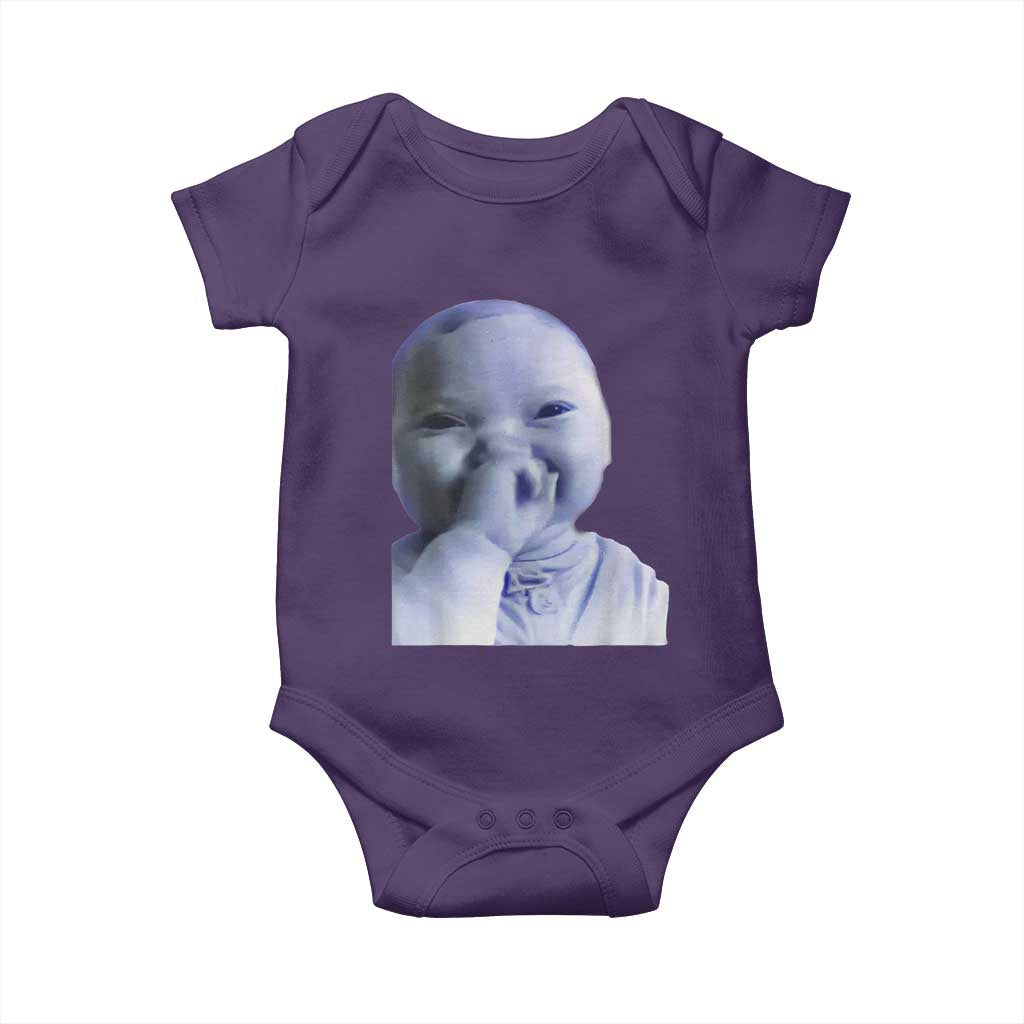 Funny Tuff Baby Giggling Meme Baby Onesie Viral AI Niche Baby Holding Laugh Face TS02 Purple Print Your Wear