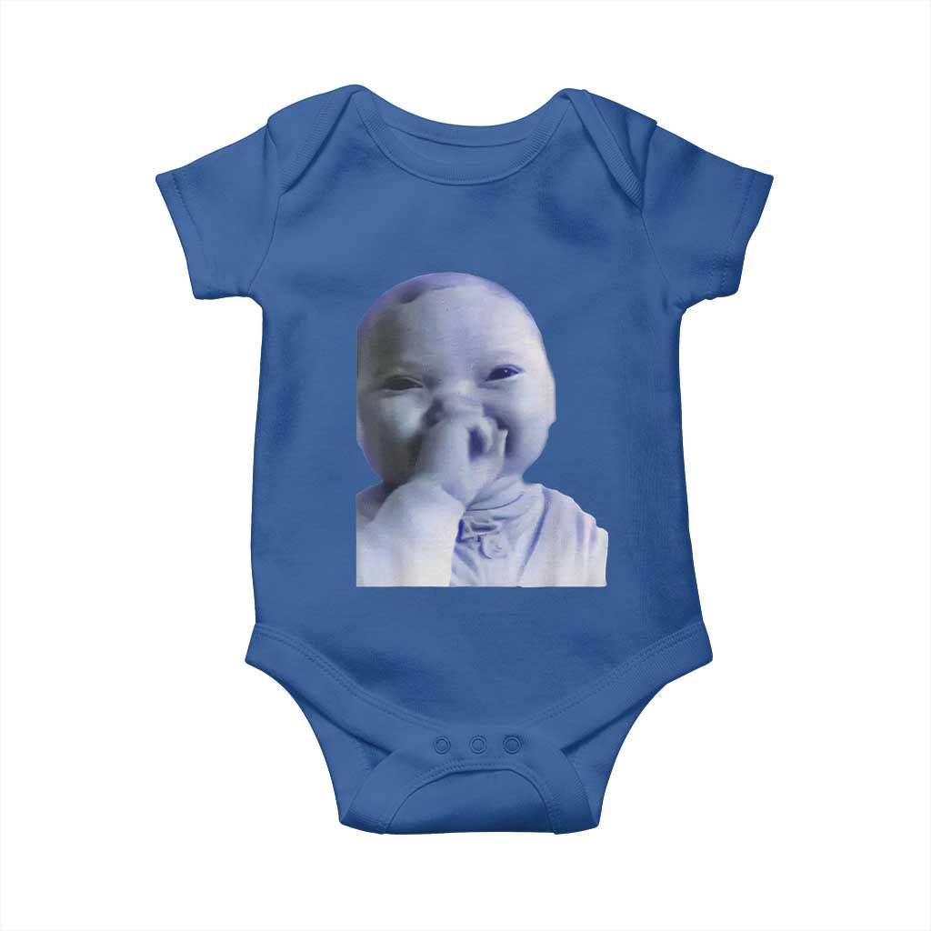 Funny Tuff Baby Giggling Meme Baby Onesie Viral AI Niche Baby Holding Laugh Face TS02 Royal Blue Print Your Wear
