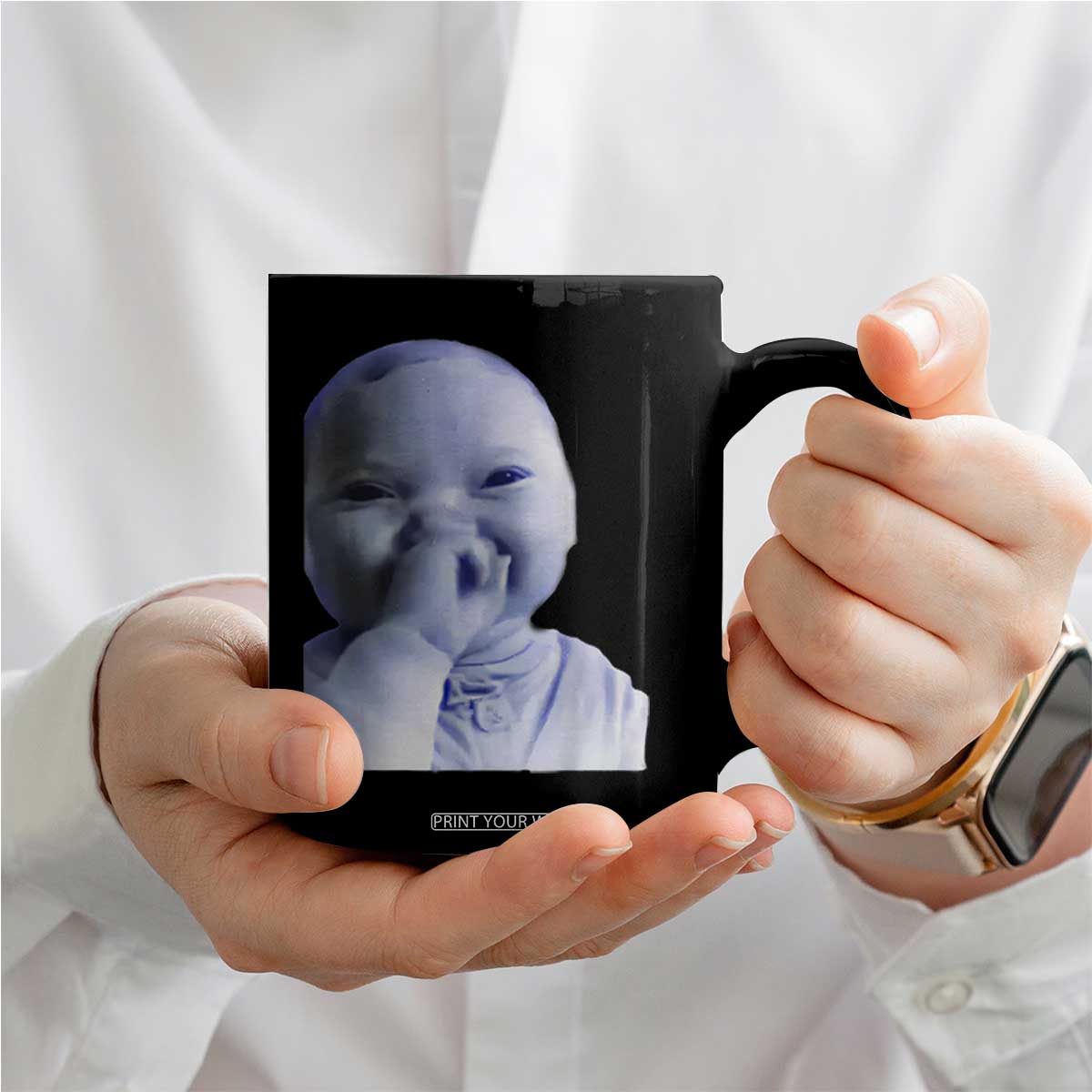Funny Tuff Baby Giggling Meme Coffee Mug Viral AI Niche Baby Holding Laugh Face TS02 Print Your Wear