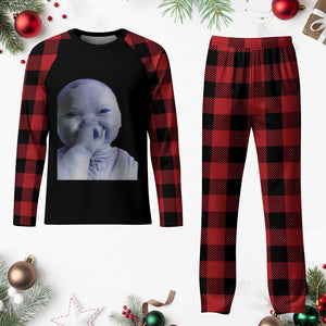 Funny Tuff Baby Giggling Meme Plaid Pajama Set Viral AI Niche Baby Holding Laugh Face TS02 Buffalo Plaid Print Your Wear