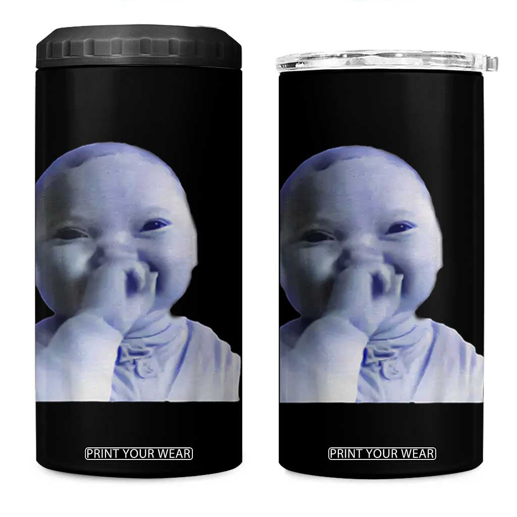 Funny Tuff Baby Giggling Meme 4 in 1 Can Cooler Tumbler Viral AI Niche Baby Holding Laugh Face TS02 One Size: 16 oz Black Print Your Wear
