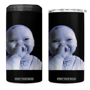 Funny Tuff Baby Giggling Meme 4 in 1 Can Cooler Tumbler Viral AI Niche Baby Holding Laugh Face TS02 One Size: 16 oz Black Print Your Wear