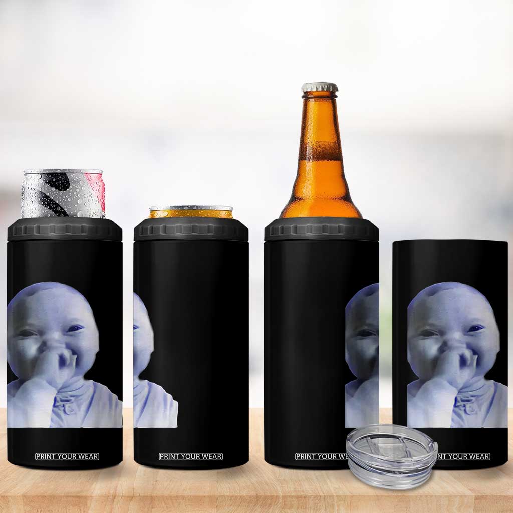 Funny Tuff Baby Giggling Meme 4 in 1 Can Cooler Tumbler Viral AI Niche Baby Holding Laugh Face TS02 Print Your Wear