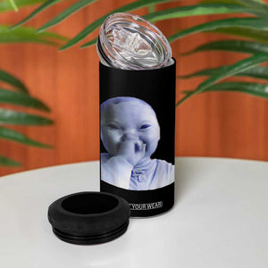 Funny Tuff Baby Giggling Meme 4 in 1 Can Cooler Tumbler Viral AI Niche Baby Holding Laugh Face TS02 Print Your Wear