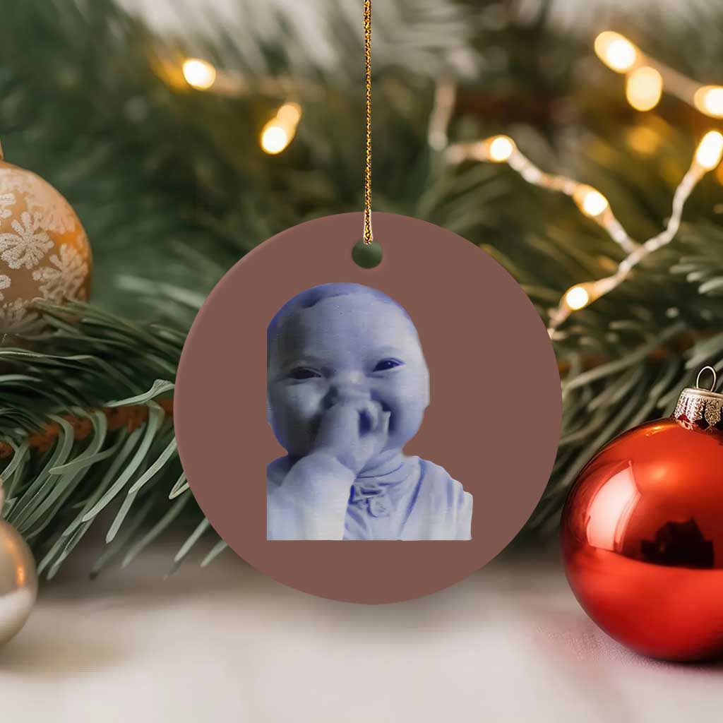 Funny Tuff Baby Giggling Meme Ceramic Ornament Viral AI Niche Baby Holding Laugh Face TS02 1pc Mocha Print Your Wear