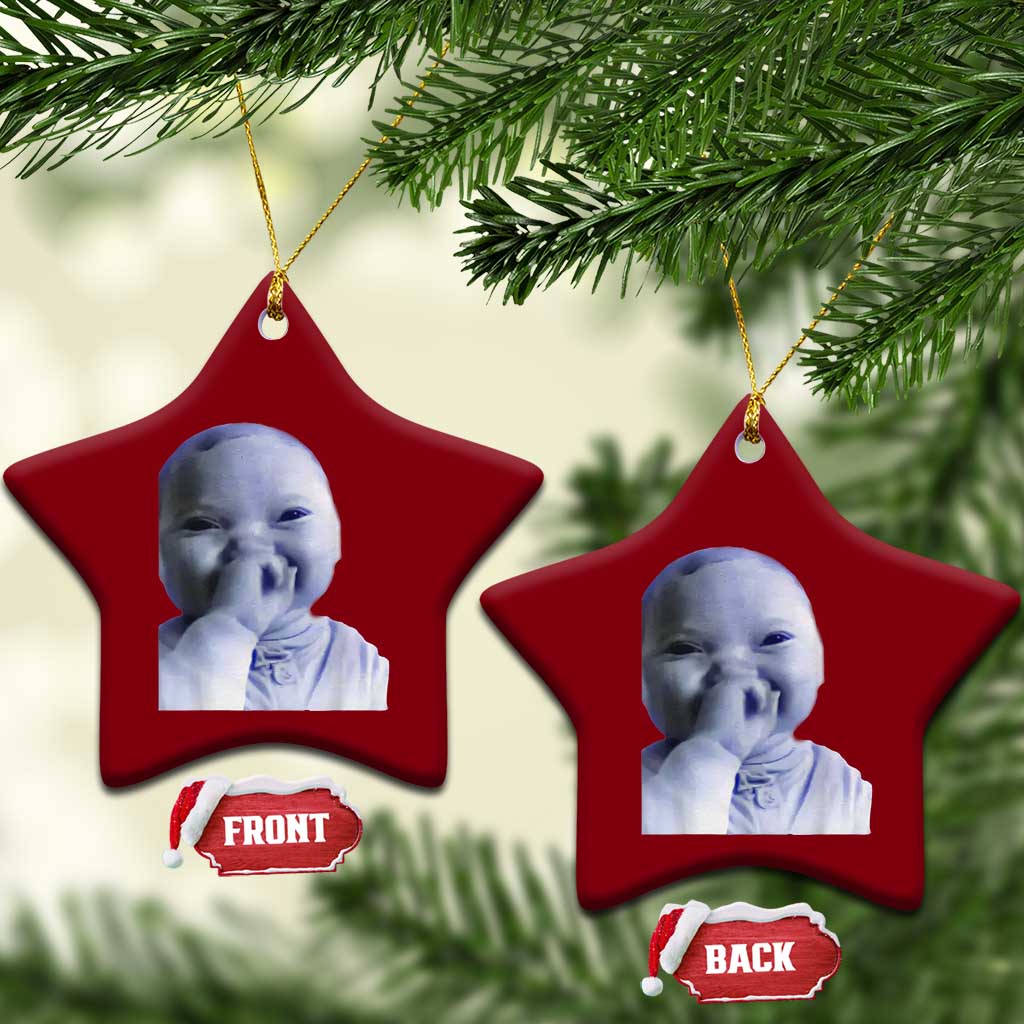 Funny Tuff Baby Giggling Meme Ceramic Ornament Viral AI Niche Baby Holding Laugh Face TS02 Print Your Wear