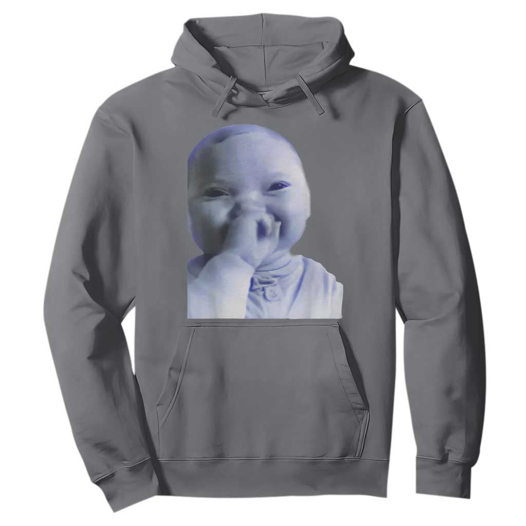 Funny Tuff Baby Giggling Meme Hoodie Viral AI Niche Baby Holding Laugh Face TS02 Charcoal Print Your Wear