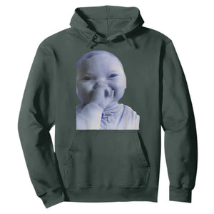 Funny Tuff Baby Giggling Meme Hoodie Viral AI Niche Baby Holding Laugh Face TS02 Dark Forest Green Print Your Wear