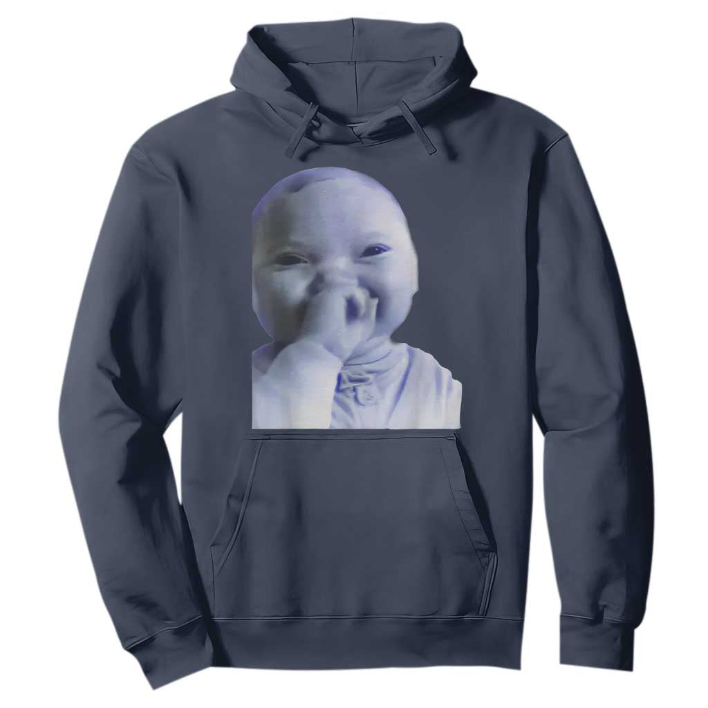 Funny Tuff Baby Giggling Meme Hoodie Viral AI Niche Baby Holding Laugh Face TS02 Navy Print Your Wear