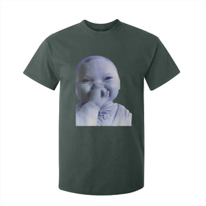 Funny Tuff Baby Giggling Meme T Shirt For Kid Viral AI Niche Baby Holding Laugh Face TS02 Dark Forest Green Print Your Wear