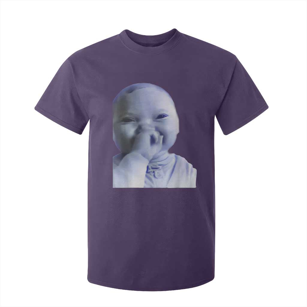 Funny Tuff Baby Giggling Meme T Shirt For Kid Viral AI Niche Baby Holding Laugh Face TS02 Purple Print Your Wear