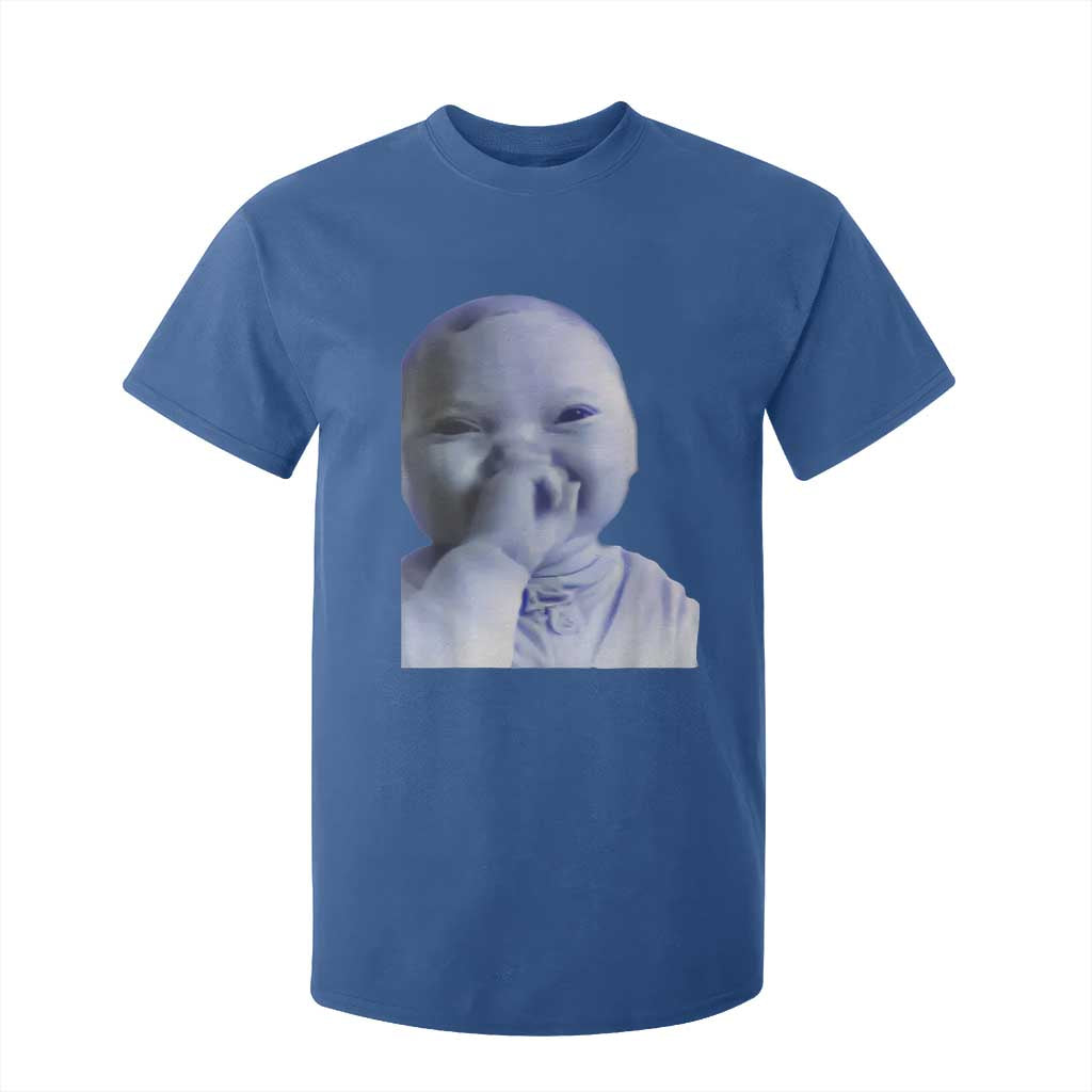 Funny Tuff Baby Giggling Meme T Shirt For Kid Viral AI Niche Baby Holding Laugh Face TS02 Royal Blue Print Your Wear