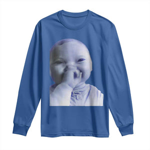 Funny Tuff Baby Giggling Meme Long Sleeve Shirt Viral AI Niche Baby Holding Laugh Face TS02 Royal Blue Print Your Wear