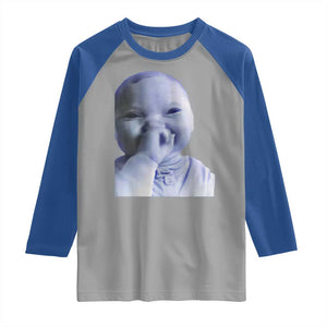 Funny Tuff Baby Giggling Meme Raglan Shirt Viral AI Niche Baby Holding Laugh Face TS02 Sport Gray Royal Print Your Wear