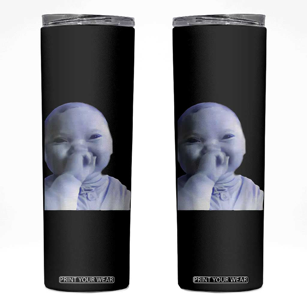 Funny Tuff Baby Giggling Meme Skinny Tumbler Viral AI Niche Baby Holding Laugh Face TS02 Black Print Your Wear