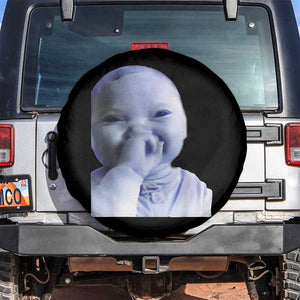 Funny Tuff Baby Giggling Meme Spare Tire Cover Viral AI Niche Baby Holding Laugh Face TS02 No hole Black Print Your Wear