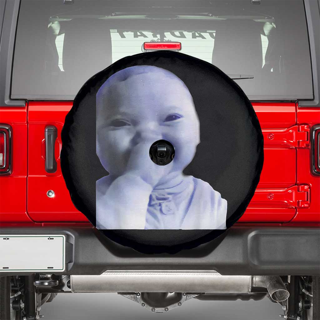 Funny Tuff Baby Giggling Meme Spare Tire Cover Viral AI Niche Baby Holding Laugh Face TS02 Black Print Your Wear