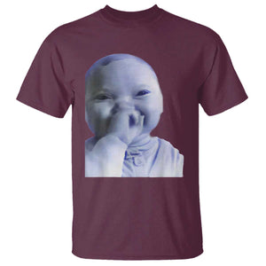 Funny Tuff Baby Giggling Meme T Shirt Viral AI Niche Baby Holding Laugh Face TS02 Maroon Print Your Wear