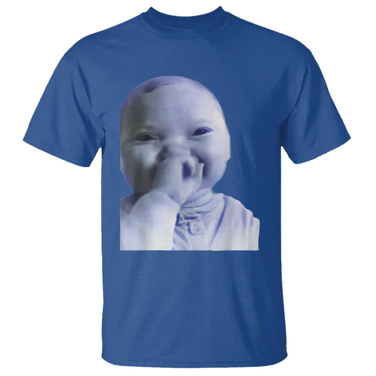 Funny Tuff Baby Giggling Meme T Shirt Viral AI Niche Baby Holding Laugh Face TS02 Royal Blue Print Your Wear