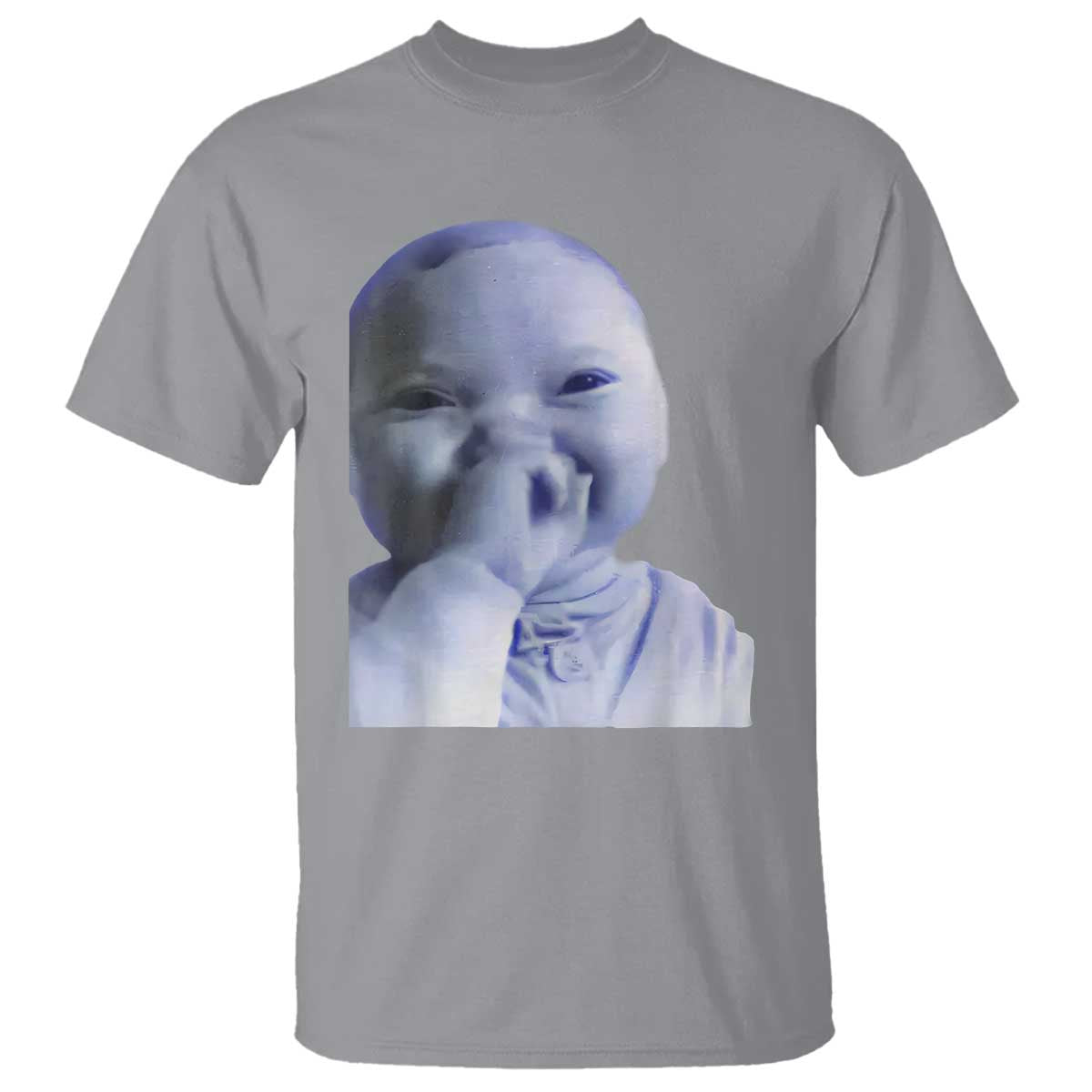 Funny Tuff Baby Giggling Meme T Shirt Viral AI Niche Baby Holding Laugh Face TS02 Sport Gray Print Your Wear