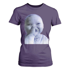Funny Tuff Baby Giggling Meme T Shirt For Women Viral AI Niche Baby Holding Laugh Face TS02 Purple Print Your Wear