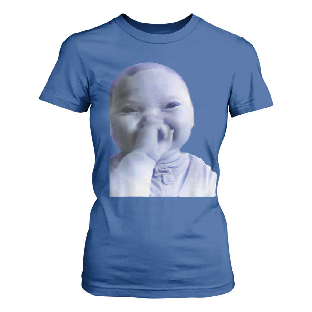 Funny Tuff Baby Giggling Meme T Shirt For Women Viral AI Niche Baby Holding Laugh Face TS02 Royal Blue Print Your Wear