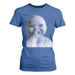 Funny Tuff Baby Giggling Meme T Shirt For Women Viral AI Niche Baby Holding Laugh Face TS02 Royal Blue Print Your Wear