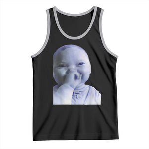 Funny Tuff Baby Giggling Meme Tank Top Viral AI Niche Baby Holding Laugh Face TS02 Black Athletic Heather Print Your Wear
