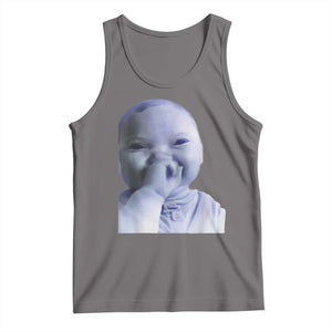 Funny Tuff Baby Giggling Meme Tank Top Viral AI Niche Baby Holding Laugh Face TS02 Deep Heather Print Your Wear