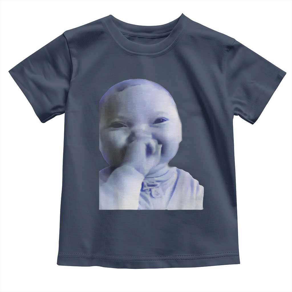 Funny Tuff Baby Giggling Meme Toddler T Shirt Viral AI Niche Baby Holding Laugh Face TS02 Navy Print Your Wear