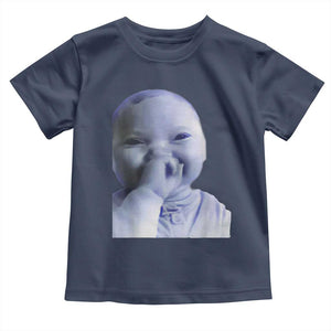 Funny Tuff Baby Giggling Meme Toddler T Shirt Viral AI Niche Baby Holding Laugh Face TS02 Navy Print Your Wear