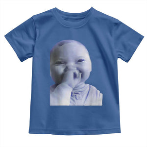 Funny Tuff Baby Giggling Meme Toddler T Shirt Viral AI Niche Baby Holding Laugh Face TS02 Royal Blue Print Your Wear