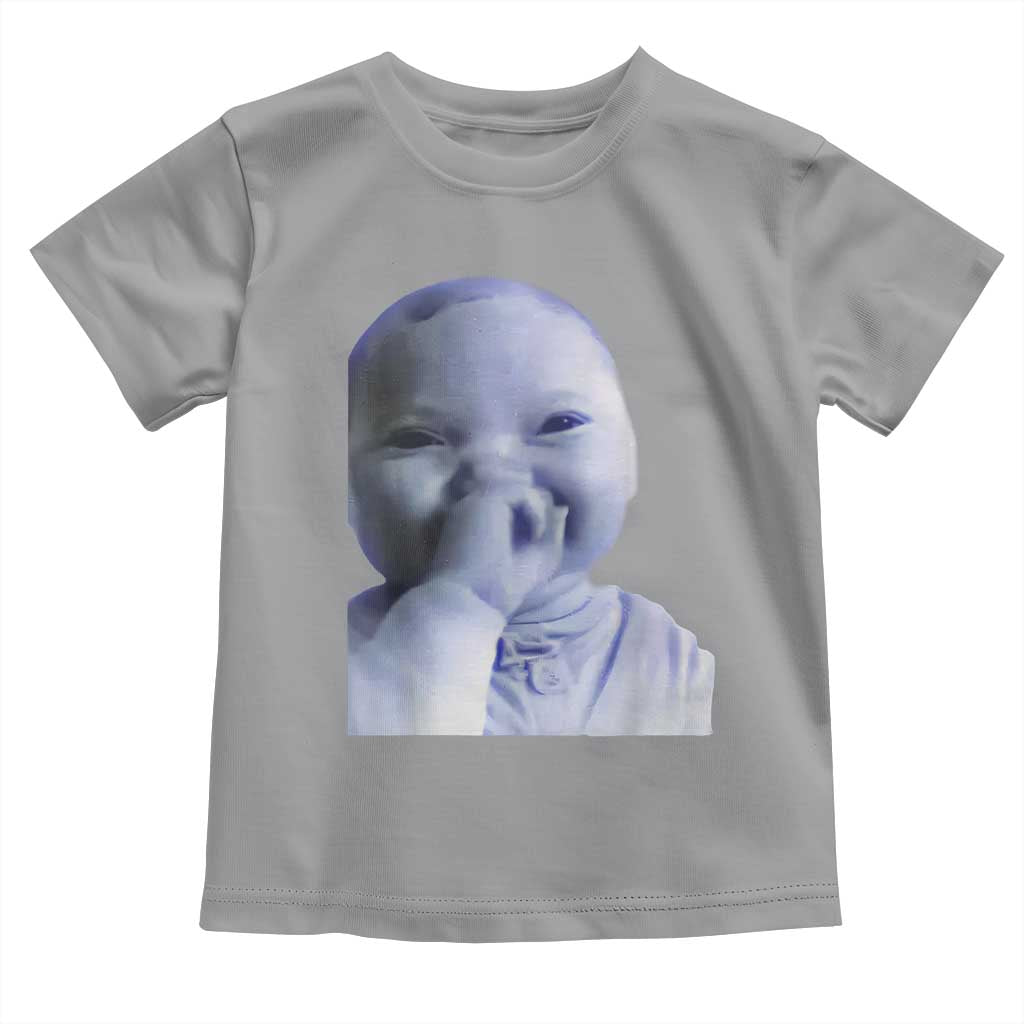 Funny Tuff Baby Giggling Meme Toddler T Shirt Viral AI Niche Baby Holding Laugh Face TS02 Sport Gray Print Your Wear