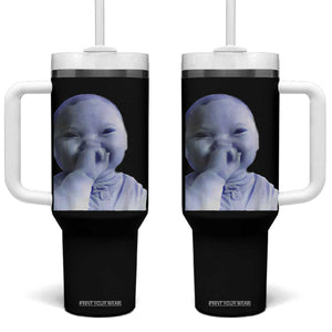 Funny Tuff Baby Giggling Meme Tumbler With Handle Viral AI Niche Baby Holding Laugh Face TS02 One Size: 40 oz Black Print Your Wear