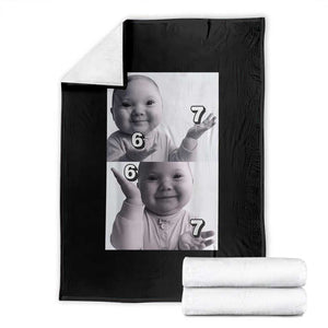 Funny Tuff Baby 67 Meme Throw Blanket Viral AI Niche Baby Six Seven Hand Gesture TS02 Black Print Your Wear