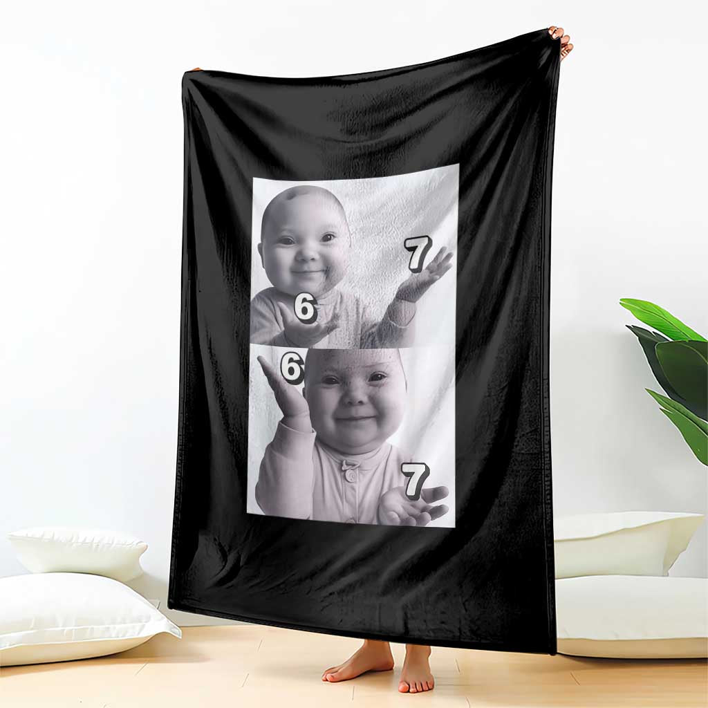 Funny Tuff Baby 67 Meme Throw Blanket Viral AI Niche Baby Six Seven Hand Gesture TS02 Print Your Wear