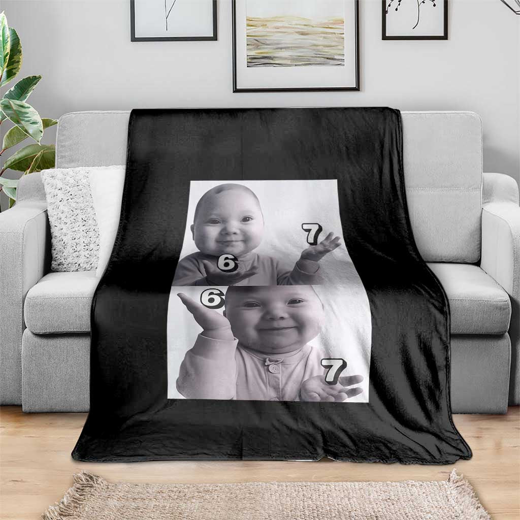 Funny Tuff Baby 67 Meme Throw Blanket Viral AI Niche Baby Six Seven Hand Gesture TS02 Print Your Wear