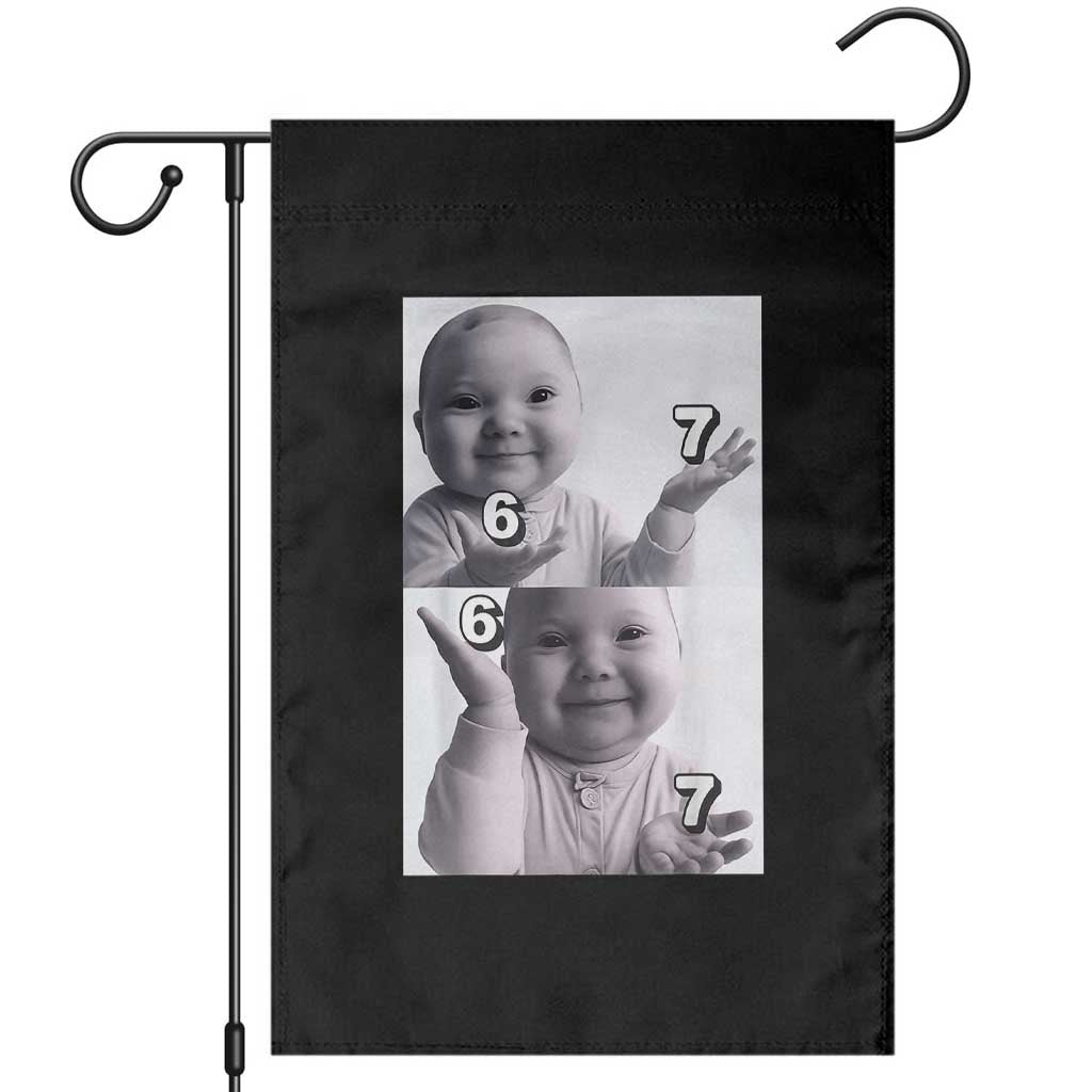 Funny Tuff Baby 67 Meme Garden Flag Viral AI Niche Baby Six Seven Hand Gesture TS02 Black Print Your Wear