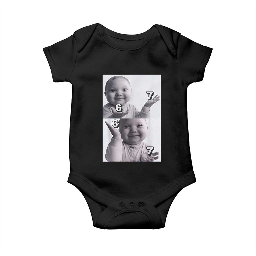Funny Tuff Baby 67 Meme Baby Onesie Viral AI Niche Baby Six Seven Hand Gesture TS02 Black Print Your Wear