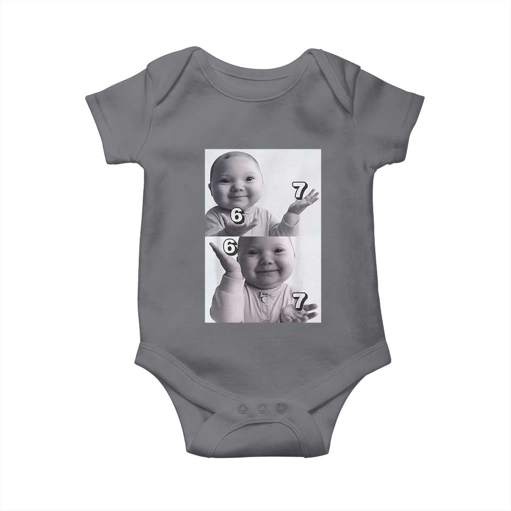 Funny Tuff Baby 67 Meme Baby Onesie Viral AI Niche Baby Six Seven Hand Gesture TS02 Charcoal Print Your Wear